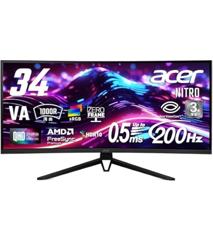 Amazon.co.jp: Acer Nitro 湾曲 ゲーミングモニター 34インチ UWQHD